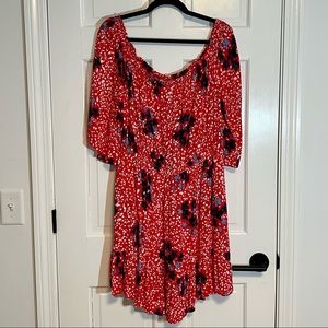 GAP | Off The Shoulder Printed Red Dress - EUC